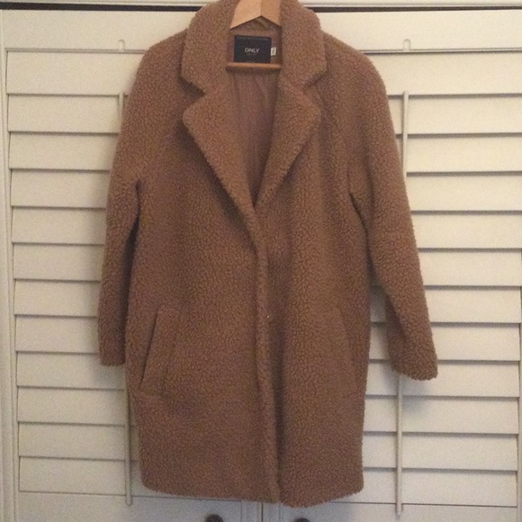 Only Tan Teddy Jacket Soft Plush Outerwear - Picture 1 of 4